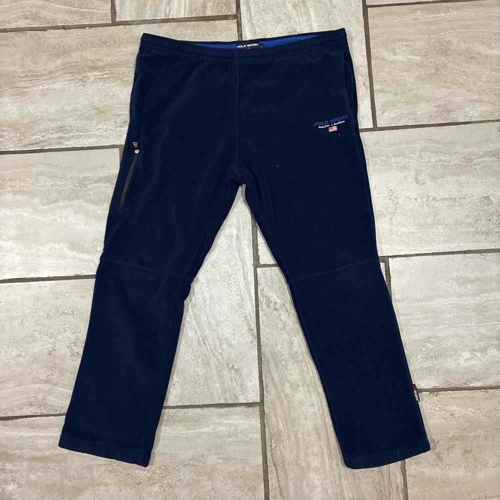 Vintage 1990’s Ralph Lauren Polo Sport Fleece Navy Blue Sweatpants Size XL